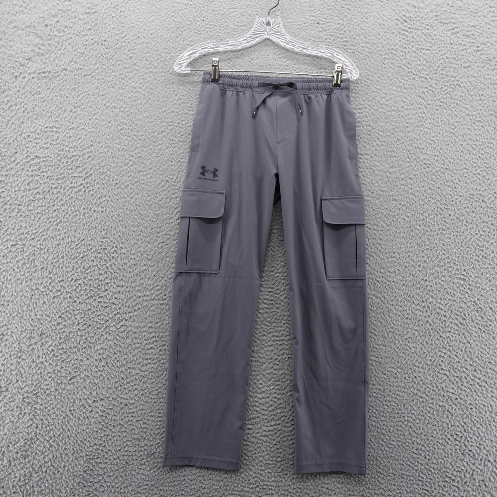 Under Armour Boys‎ Icon Woven Cargo Pants Grey Loose Fit Youth Medium NEW